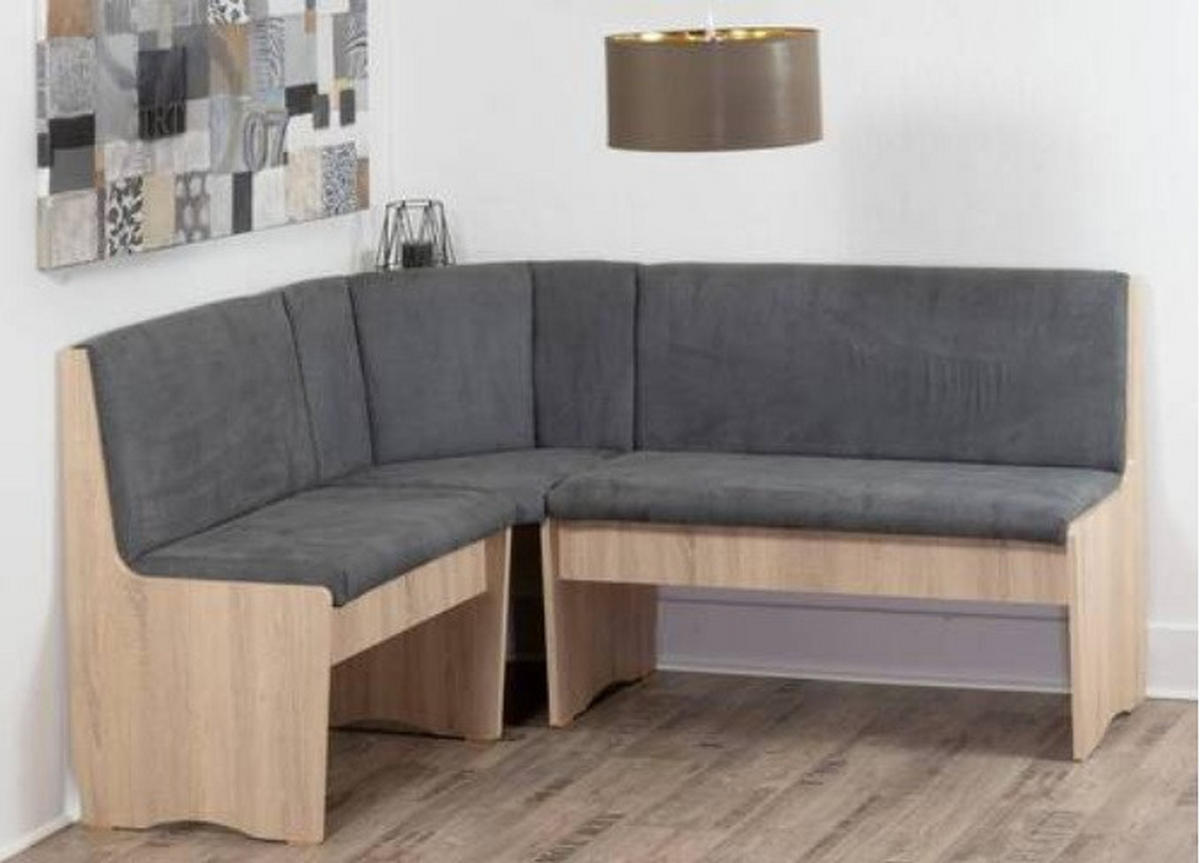 ECKBANKGRUPPE in Holzwerkstoff, Textil Sonoma Eiche, Grau  - Grau/Sonoma Eiche, KONVENTIONELL, Holz/Holzwerkstoff (165/89/125cm) - MID.YOU