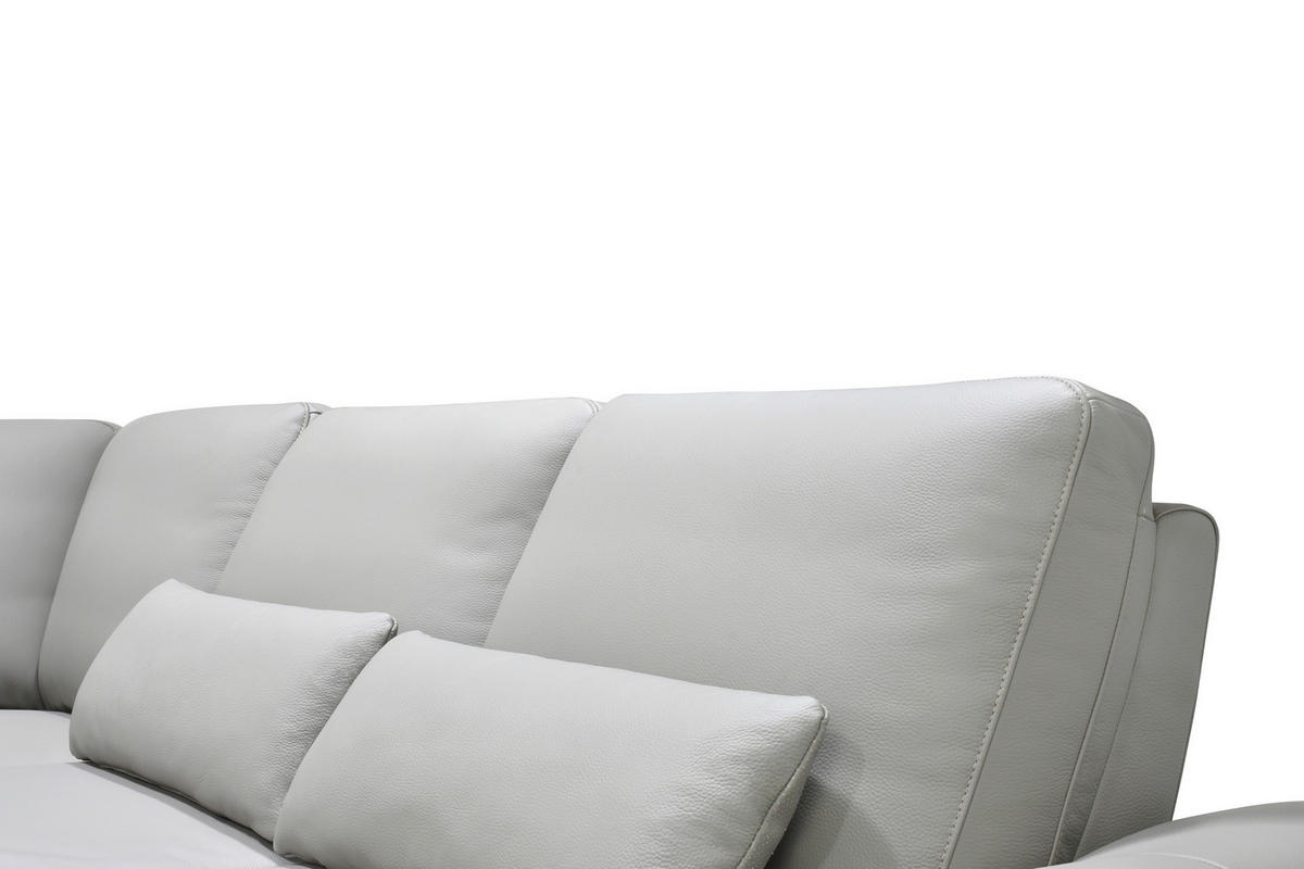 ECKSOFA Taupe Echtleder Zierkissen, Rücken echt, Kopfteilverstellung, Sitztiefenverstellung, Kopfstütze  - Taupe/Schwarz, Design, Leder/Metall (225/276cm) - Celina Home