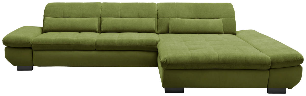 SEDEŽNA GARNITURA, gladka tkanina zelena  - črna/zelena, Design, kovina/tekstil (341/204cm) - Xora