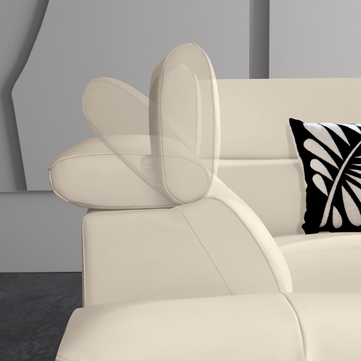 ECKSOFA Beige Echtleder  - Beige/Schwarz, Design, Leder/Metall (281/225cm) - Celina Home