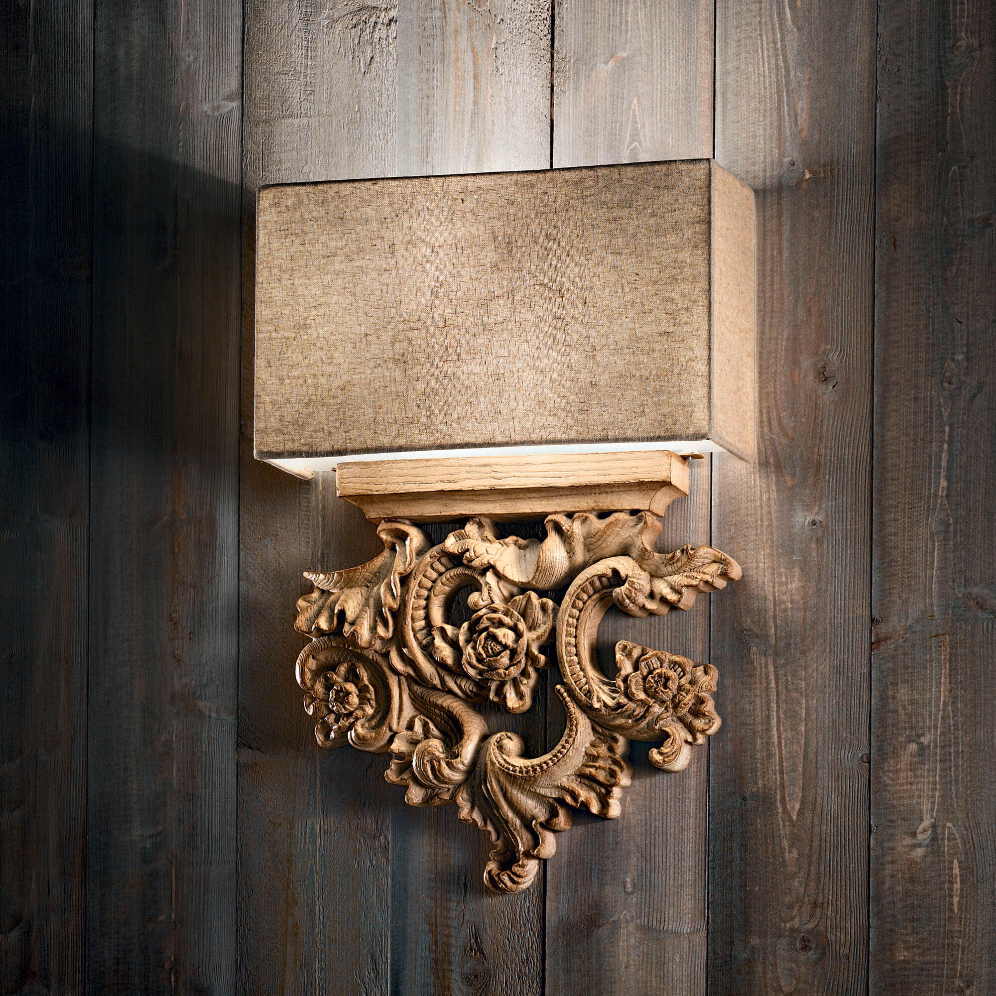 WANDLEUCHTE Peter 30,5/10/45,5 cm   - Beige, KONVENTIONELL, Naturmaterialien/Textil (30,5/10/45,5cm) - Ideal Lux