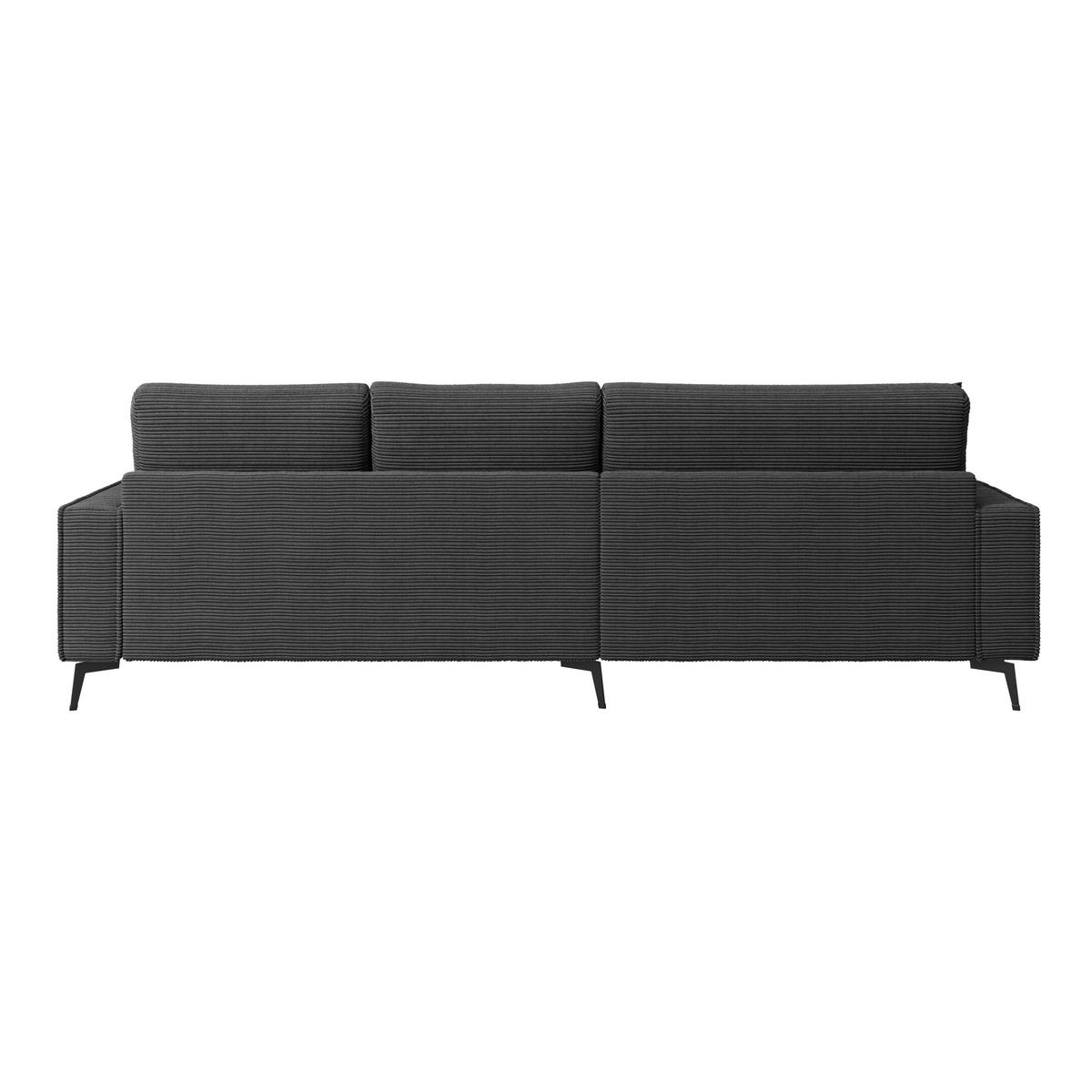 ECKSOFA ZERO Schwarz Cord Zierkissen, Rückenkissen  - Schwarz, Trend, Textil/Metall (173/286cm) - Livetastic