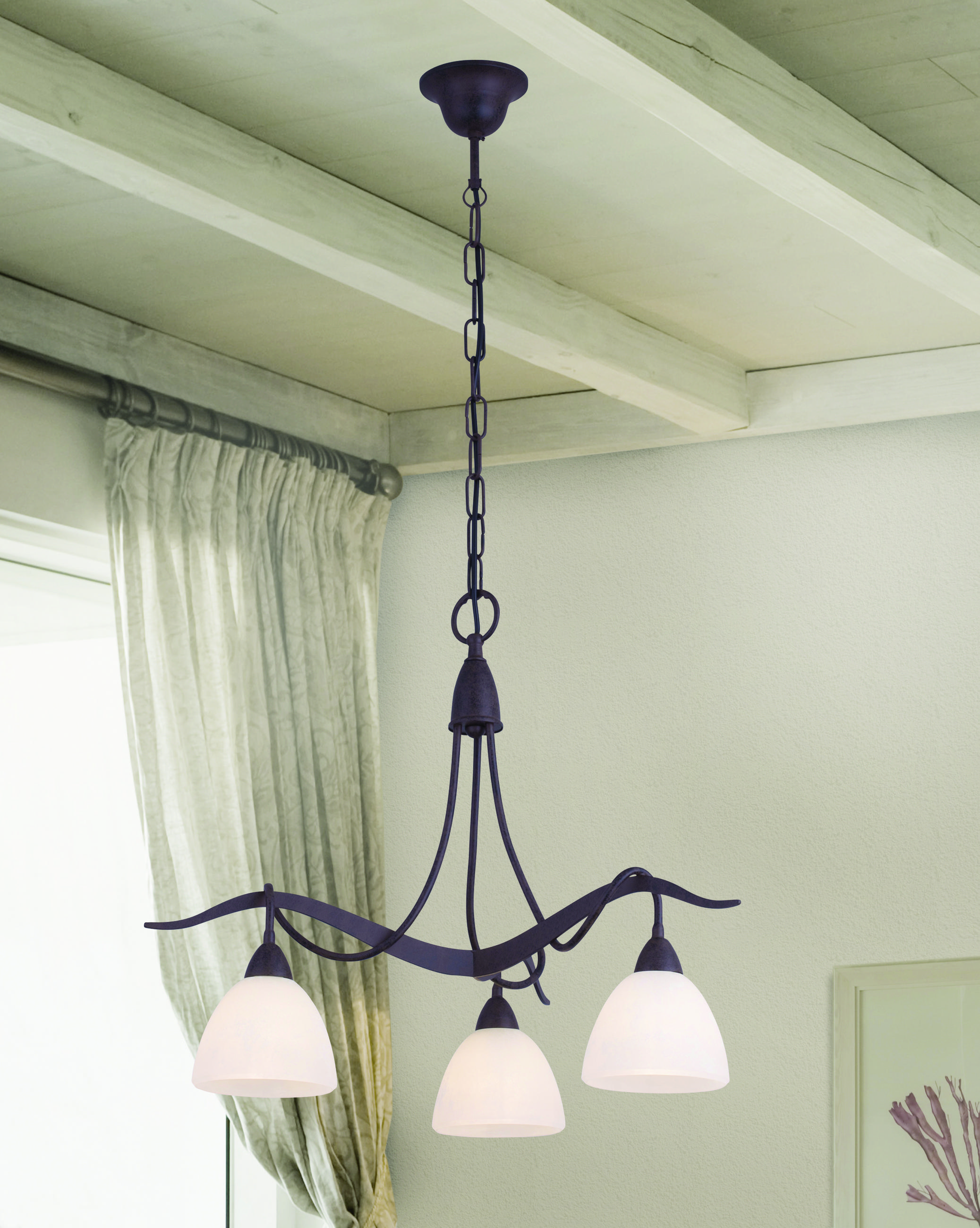 HÄNGELEUCHTE 60/113/60 cm  - Creme/Weiß, KONVENTIONELL, Glas/Metall (60/113/60cm)