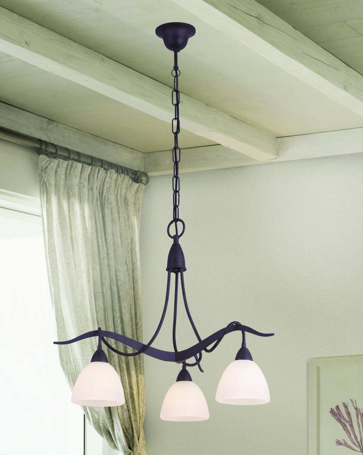 HÄNGELEUCHTE 60/113/60 cm  - Creme/Weiß, KONVENTIONELL, Glas/Metall (60/113/60cm)
