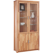 VITRINE Kernbuche furniert, massiv Buchefarben - Chromfarben/Buchefarben, Design, Glas/Holz (98/203,5/40cm) - Carryhome