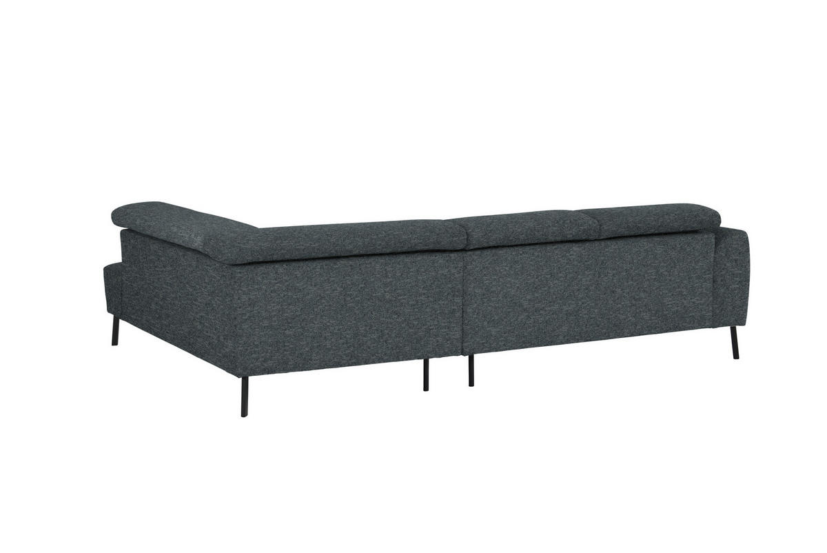 ECKSOFA in Chenille Grau  - Schwarz/Grau, Design, Textil/Metall (280/205cm) - MID.YOU