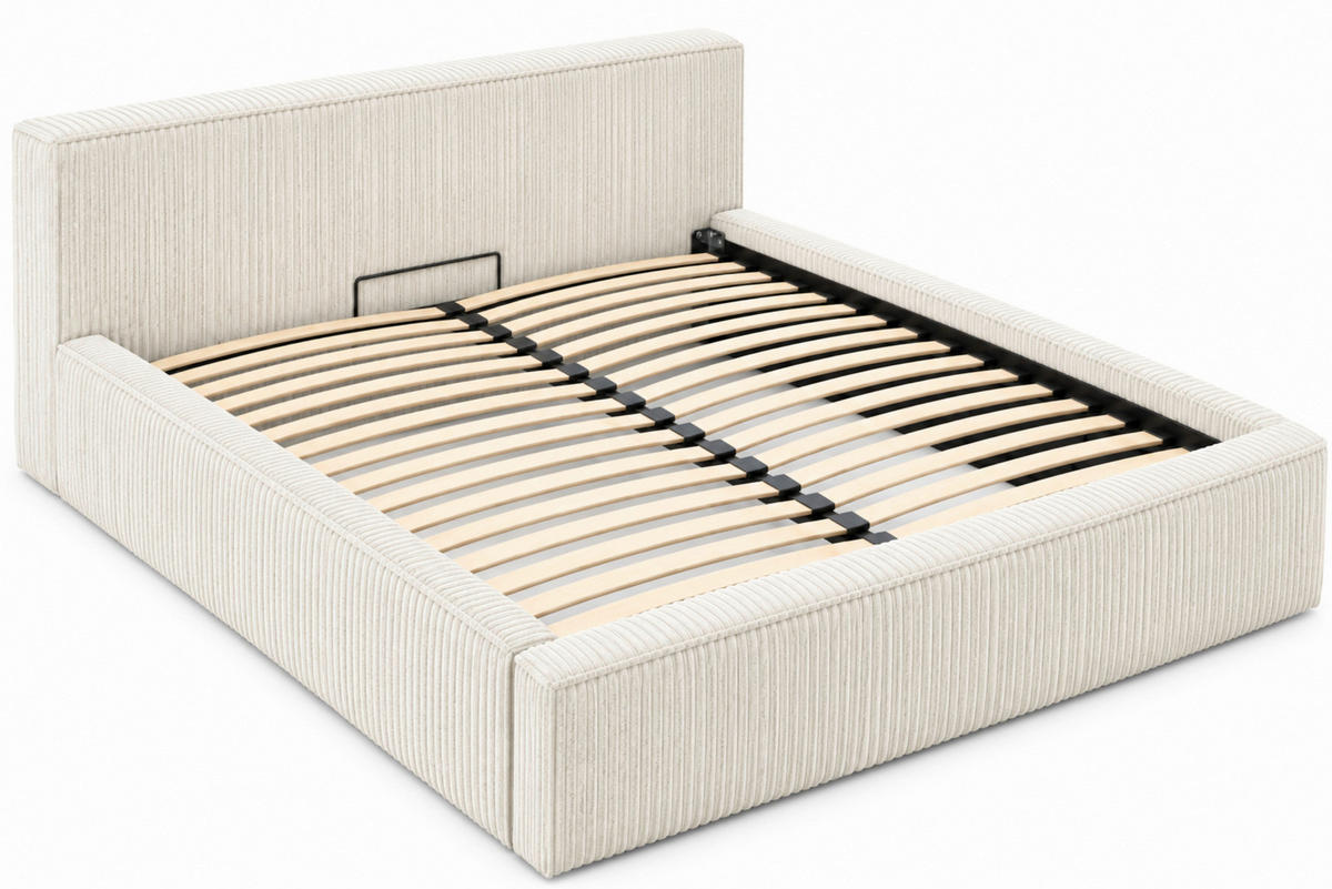 POLSTERBETT Lattenrost, Bettkasten Creme 200/200 cm  - Creme/Schwarz, MODERN, Holz/Kunststoff (200/200cm) - MID.YOU