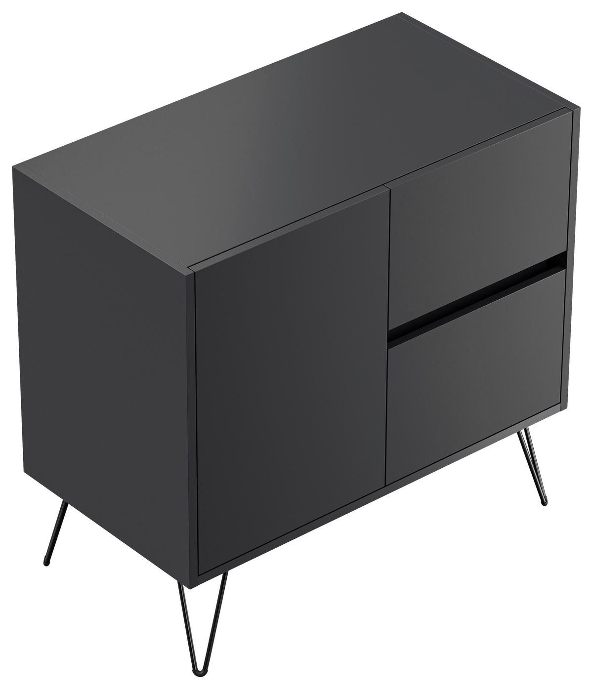 SIDEBOARD Posseik Industrial 79/75,8/42 cm 2 Schublade(n)  - Graphitfarben/Schwarz, Design, Holzwerkstoff/Metall (79/75,8/42cm) - MID.YOU