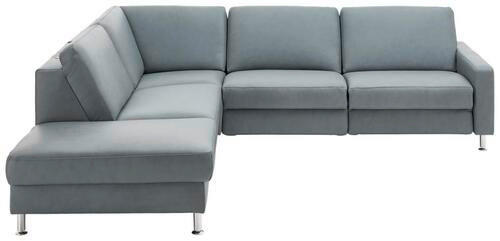 ECKSOFA in Echtleder Grau  242/275 cm  - Alufarben/Grau, Design, Leder/Metall (242/275cm) - Dieter Knoll