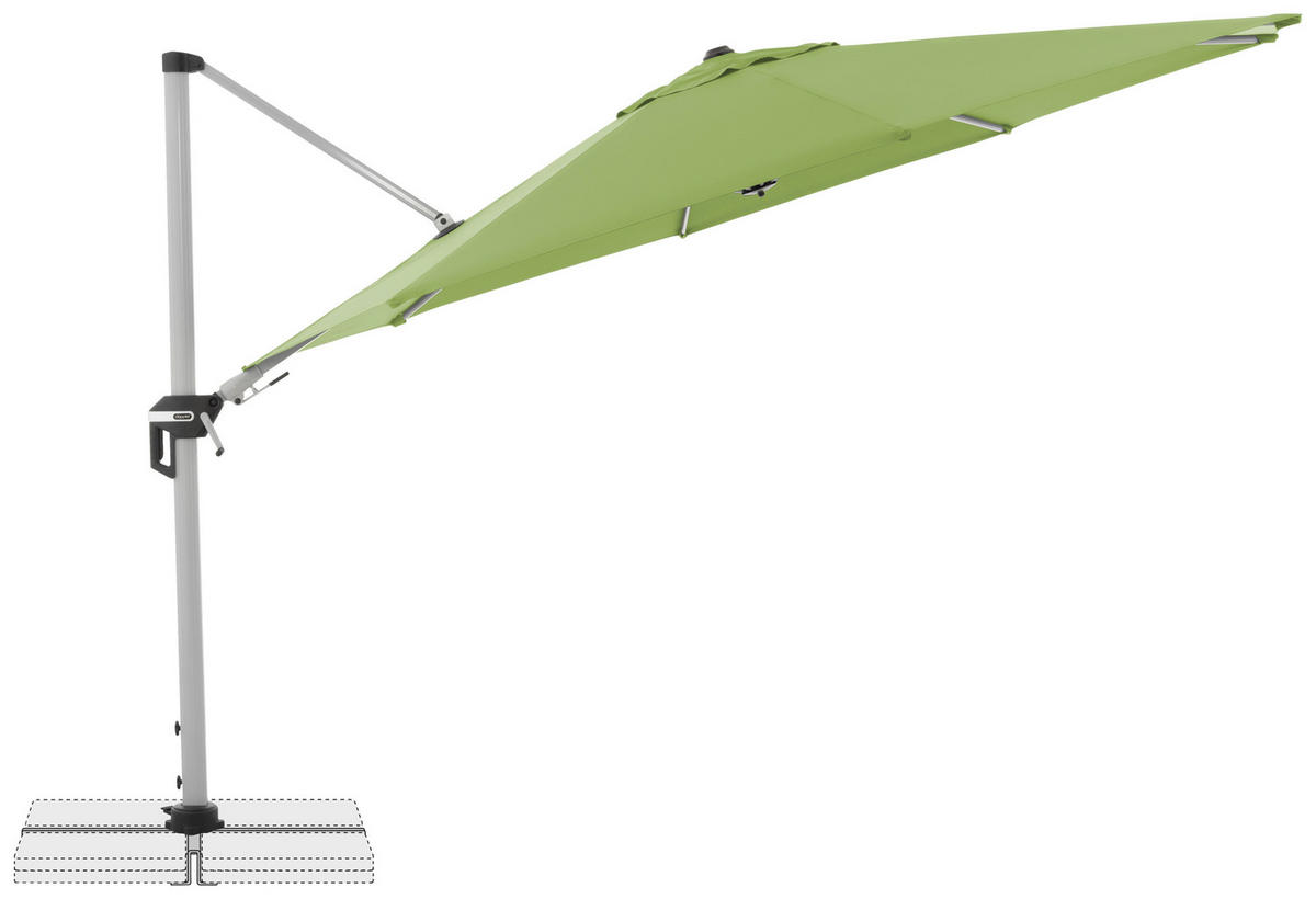 AMPELSCHIRM 370 cm Grün  - Silberfarben/Grün, Basics, Textil/Metall (370cm) - Doppler
