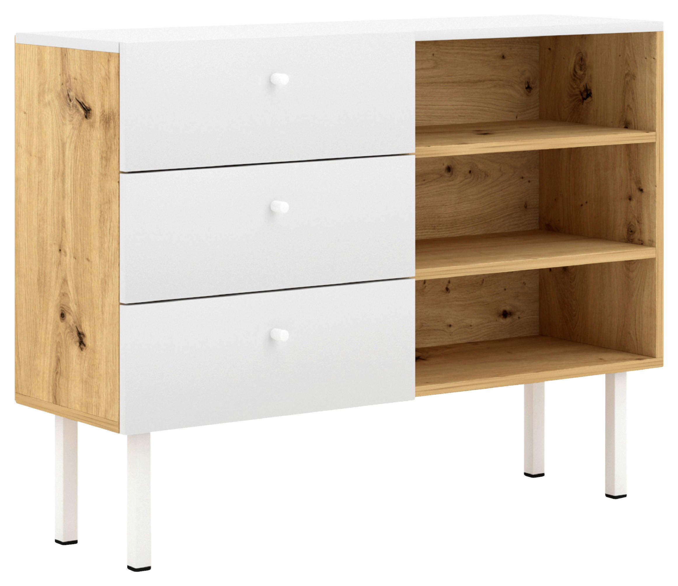 SIDEBOARD  in 100/75/41,6 cm  - Weiß/Eiche Artisan, Design, Holzwerkstoff/Kunststoff (100/75/41,6cm) - MID.YOU