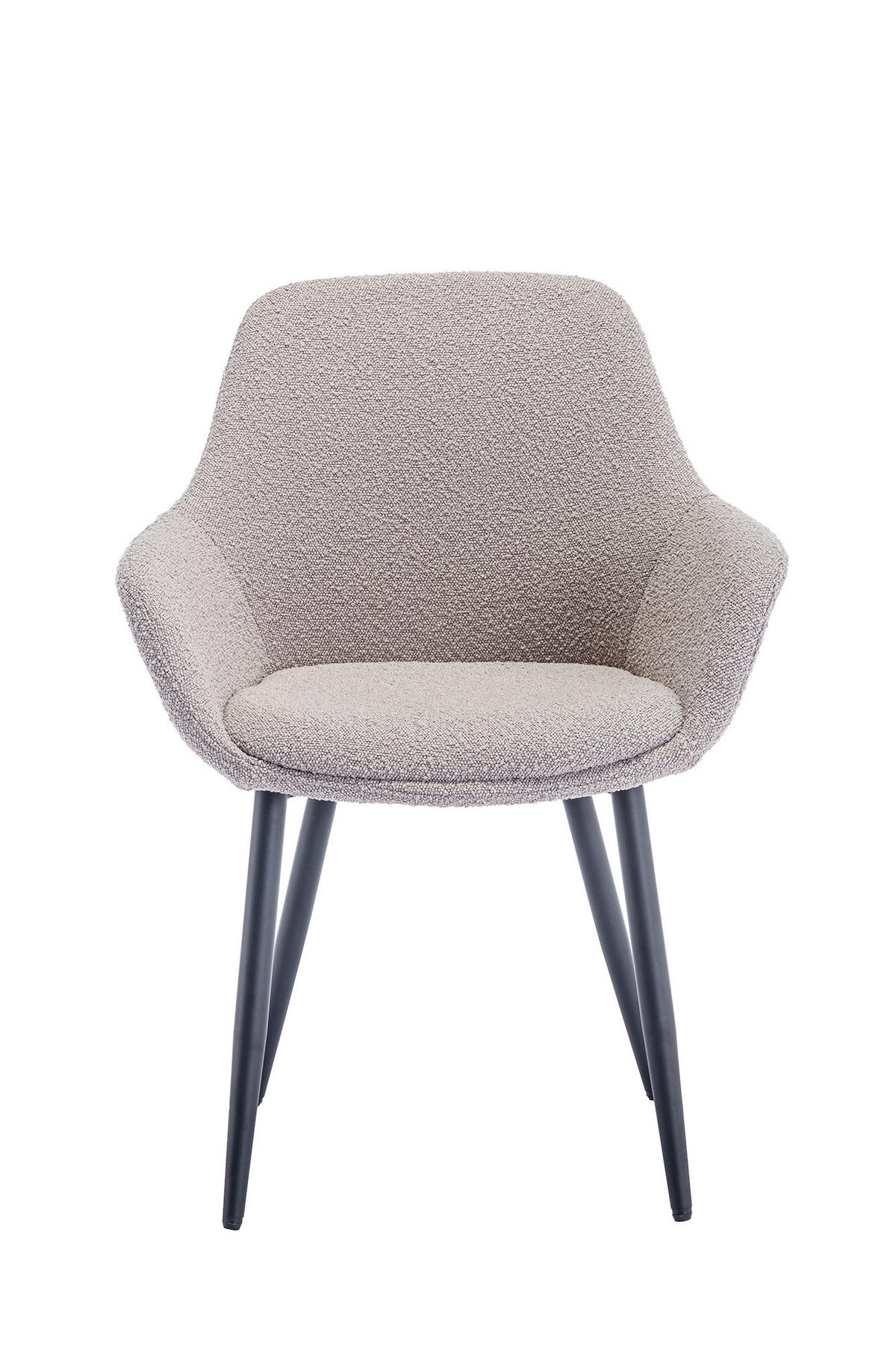 STUHL-SET 2 Stück  in Bouclé Textil  - Taupe/Schwarz, MODERN, Textil/Metall (64/86/59cm) - Livetastic