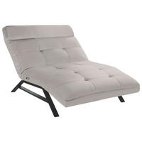RELAXLIEGE in Echtleder Hellgrau  - Hellgrau/Schwarz, Design, Leder/Metall (120/54-113/158-198cm) - Pure Home Lifestyle