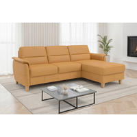 ECKSOFA PALMERA E in Echtleder Currygelb  244/163 cm  - Currygelb/Eichefarben, Basics, Leder/Holz (244/163cm) - Sit & More