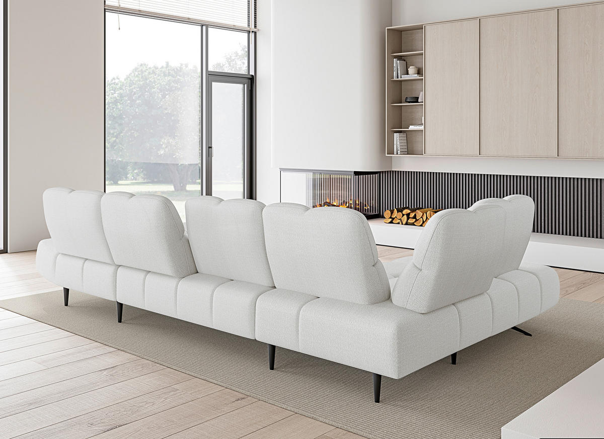 SOFFA i vävt tyg grå  - grå/svart, Design, metall/textil (343/355/91/172/176cm) - Belluti
