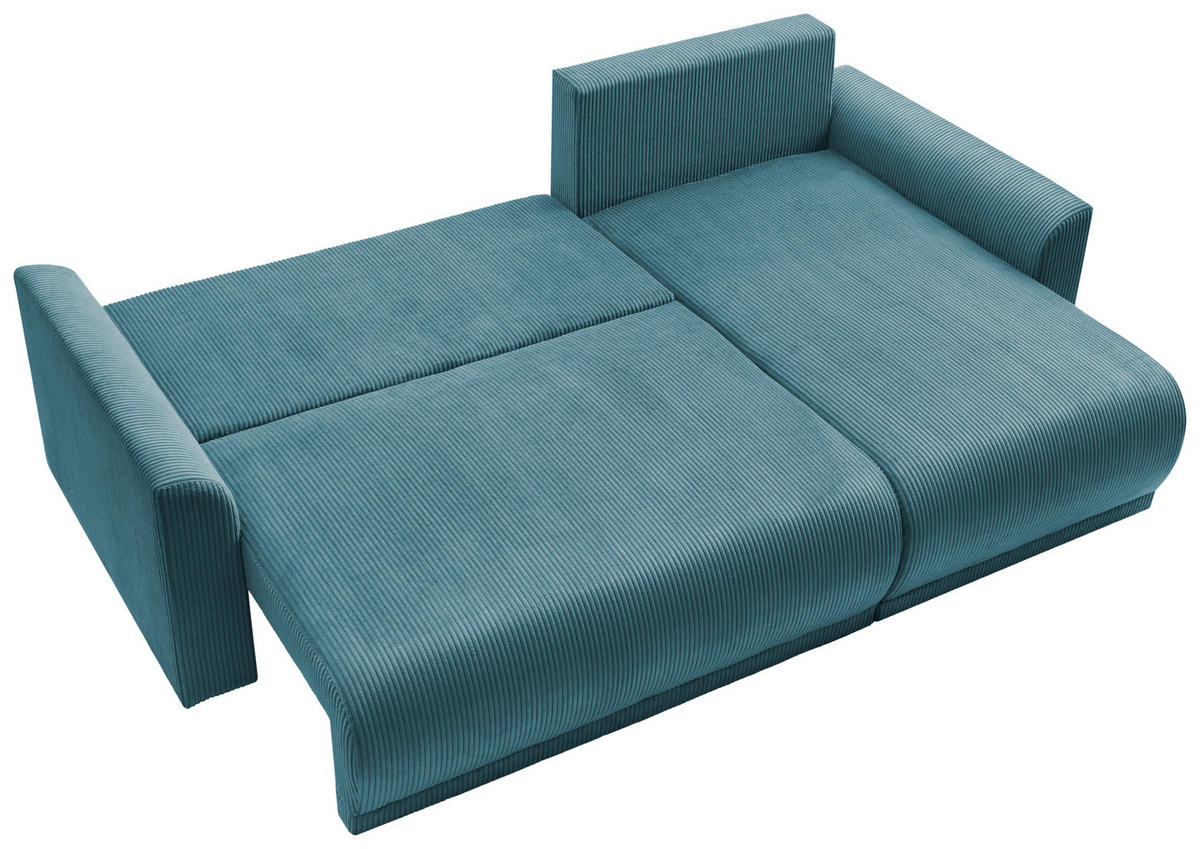 ECKSOFA KIMMY Hellblau Cord Zierkissen, Rückenkissen, Bettkasten  - Schwarz/Hellblau, Design, Kunststoff/Textil (233/146cm) - P & B