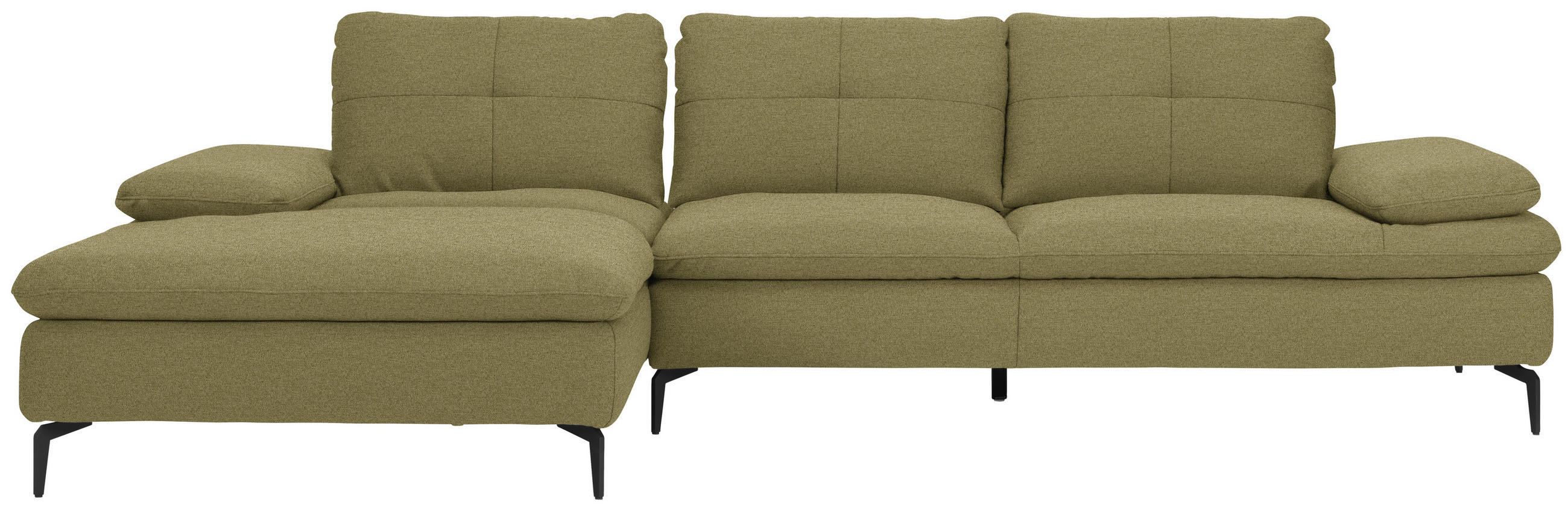 ECKSOFA in Webstoff Olivgrün  - Schwarz/Olivgrün, Design, Textil/Metall (179/301cm) - Chilliano
