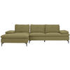 ECKSOFA in Webstoff Olivgrün  - Schwarz/Olivgrün, Design, Textil/Metall (179/301cm) - Chilliano
