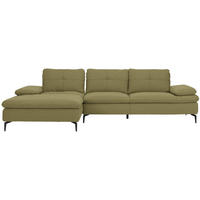 ECKSOFA in Webstoff Olivgrün  - Schwarz/Olivgrün, Design, Textil/Metall (179/301cm) - Chilliano