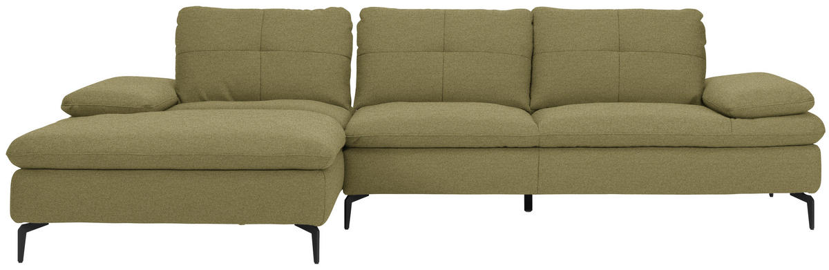 ECKSOFA in Webstoff Olivgrün  - Schwarz/Olivgrün, Design, Textil/Metall (179/301cm) - Chilliano