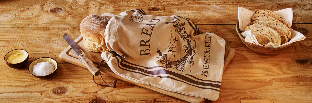 BROTBACK-SET Laib&Seele  - Hellbraun/Silberfarben, KONVENTIONELL, Holz/Textil - Birkmann