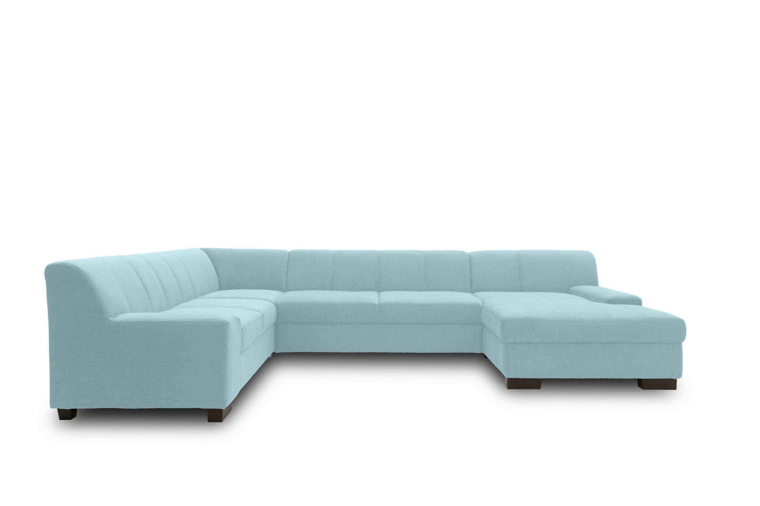 WOHNLANDSCHAFT in Webstoff Pastellblau  - Wengefarben/Pastellblau, Design, Holz/Textil (212/328/153cm) - MID.YOU
