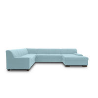 WOHNLANDSCHAFT Pastellblau Webstoff  - Wengefarben/Pastellblau, Design, Holz/Textil (212/328/153cm) - MID.YOU