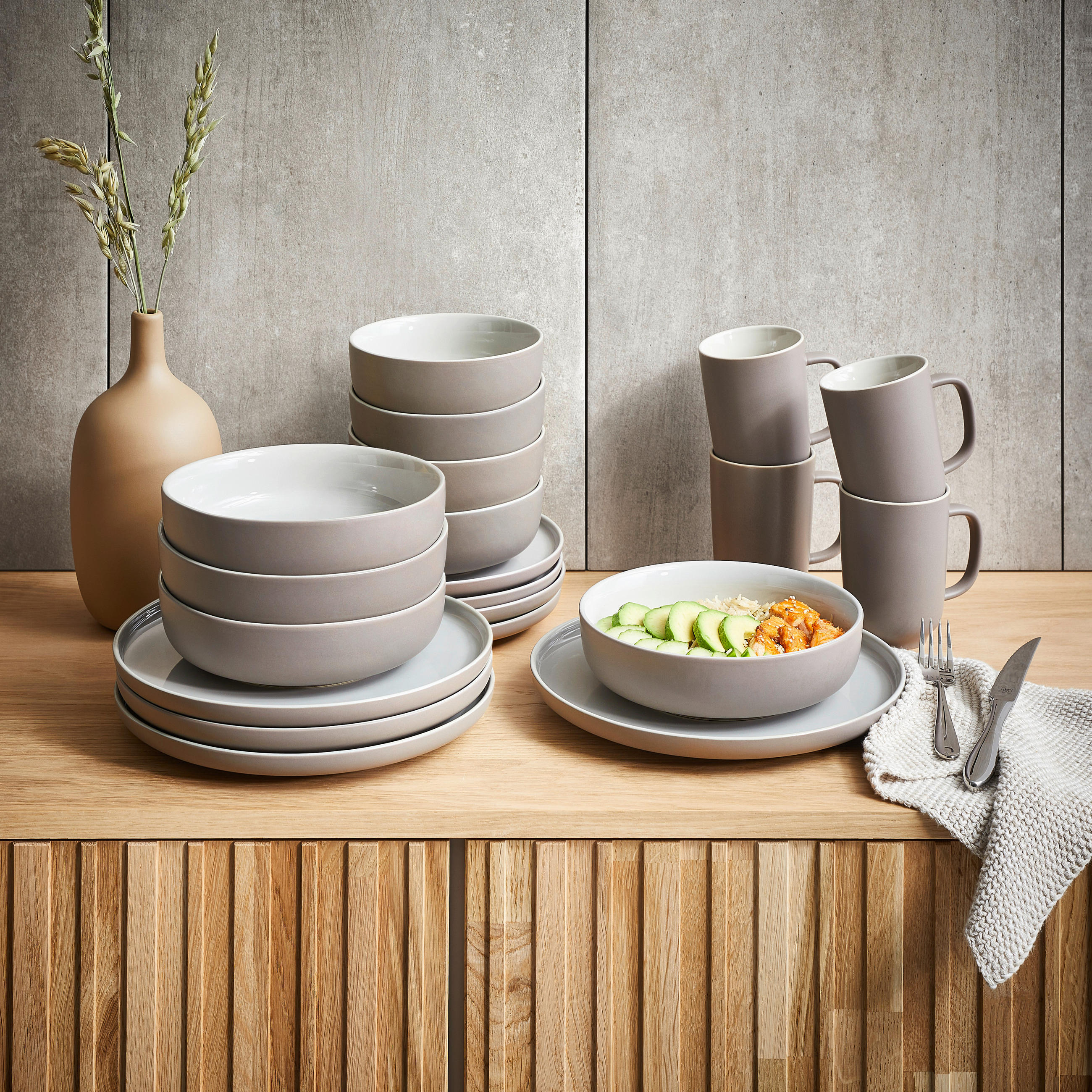 ÉTKÉSZLET 20 részes  - taupe, Basics, kerámia - Ritzenhoff Breker