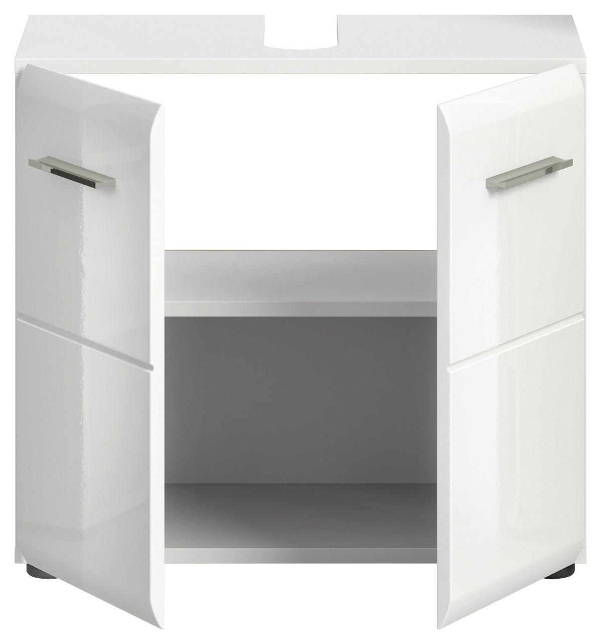 SKŘÍŇKA POD UMYVADLO, vysoce lesklá bílá, vysoce lesklá bílá, 60/54/32 cm - antracitová/vysoce lesklá bílá, Moderní, kompozitní dřevo (60/54/32cm) - MID.YOU