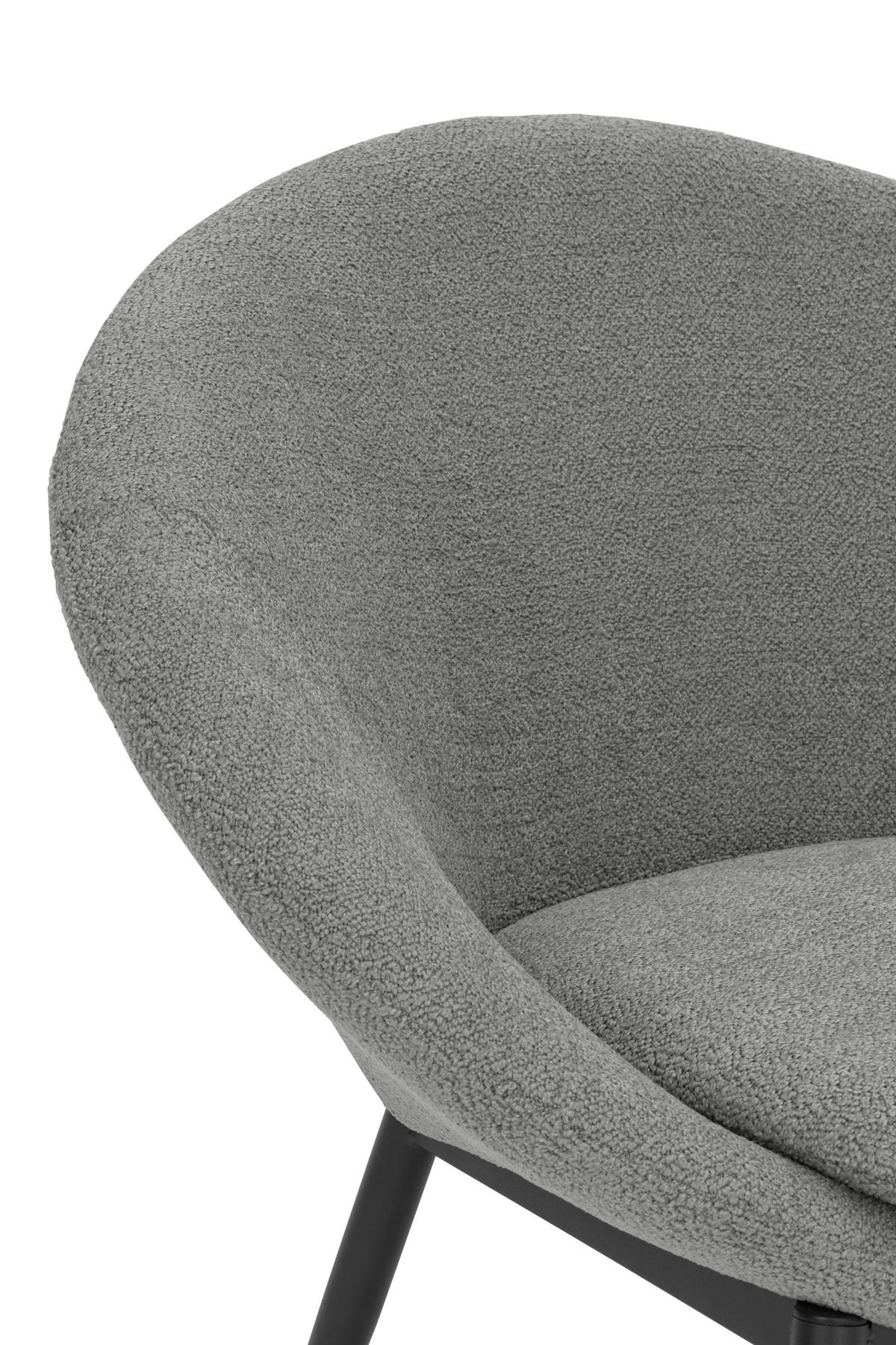 SESSEL in Bouclé Grau  - Schwarz/Grau, Design, Textil/Metall (77/77/64cm) - P & B