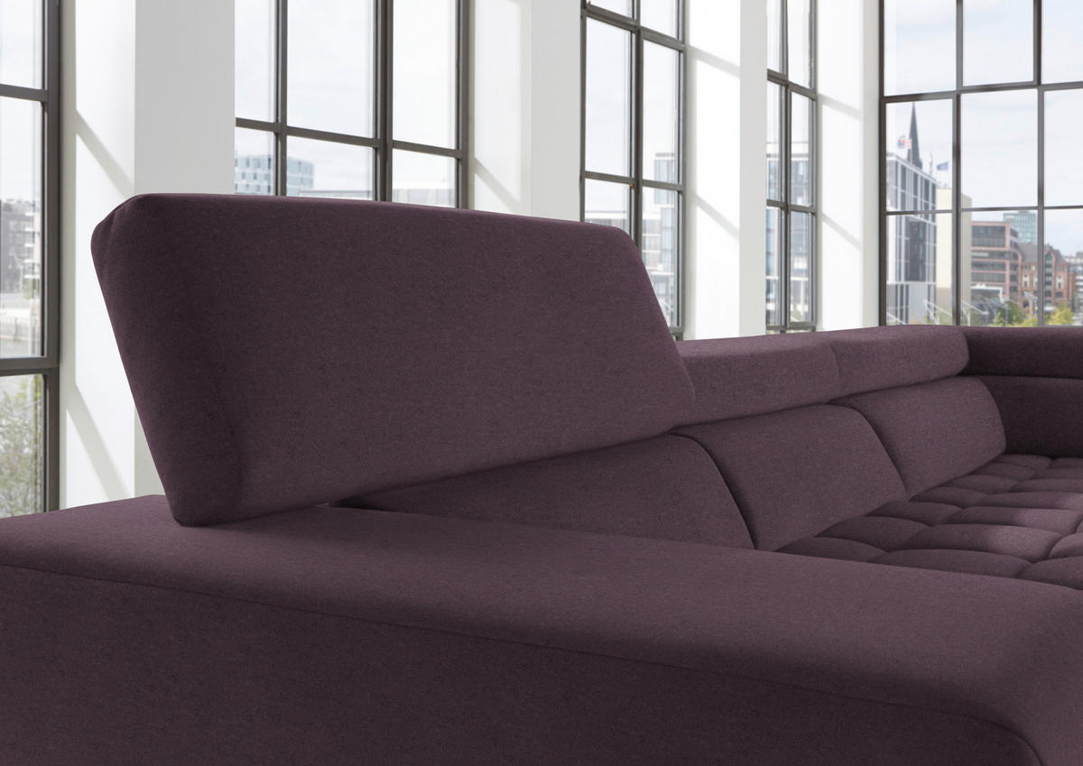 ECKSOFA in Mikrofaser Lila, Flieder  222/326 cm  - Chromfarben/Lila, Design, Textil/Metall (222/326cm) - Beldomo Speed