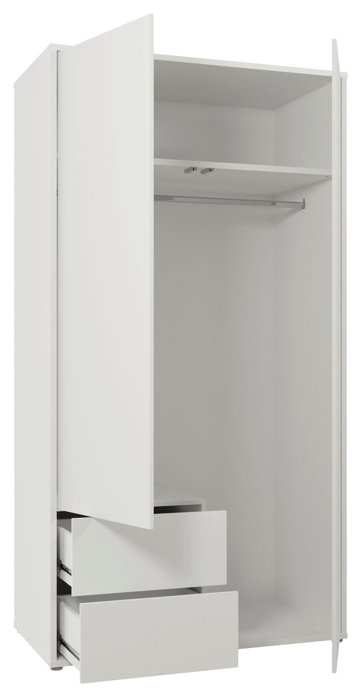 DREHTÜRENSCHRANK 115/214/60 cm,  in Weiß, 2-türig  - Weiß, Trend, Holzwerkstoff (115/214/60cm) - Carryhome