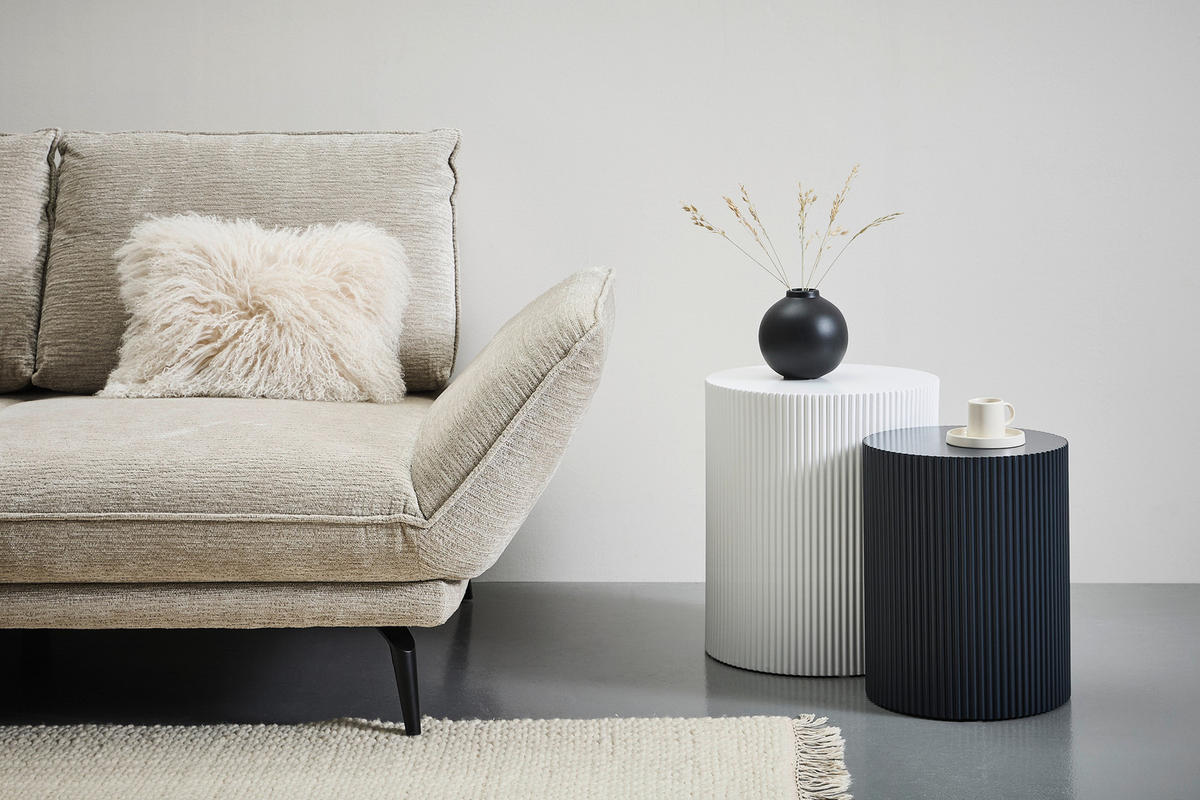 BEISTELLTISCHSET rund Schwarz, Weiß  - Schwarz/Weiß, Trend, Holzwerkstoff (32,5-40/32,5-40/40-46cm) - Xora