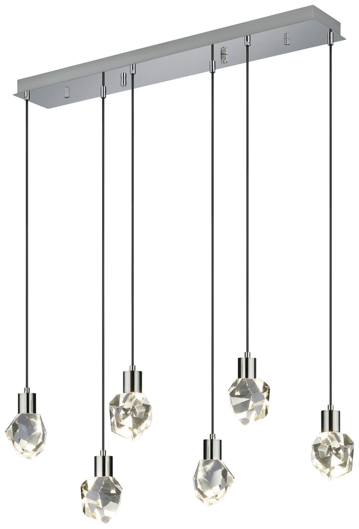KRISTALL-HÄNGELEUCHTE 96/20/150 cm    - Chromfarben/Transparent, Design, Glas/Metall (96/20/150cm) - Trio Leuchten