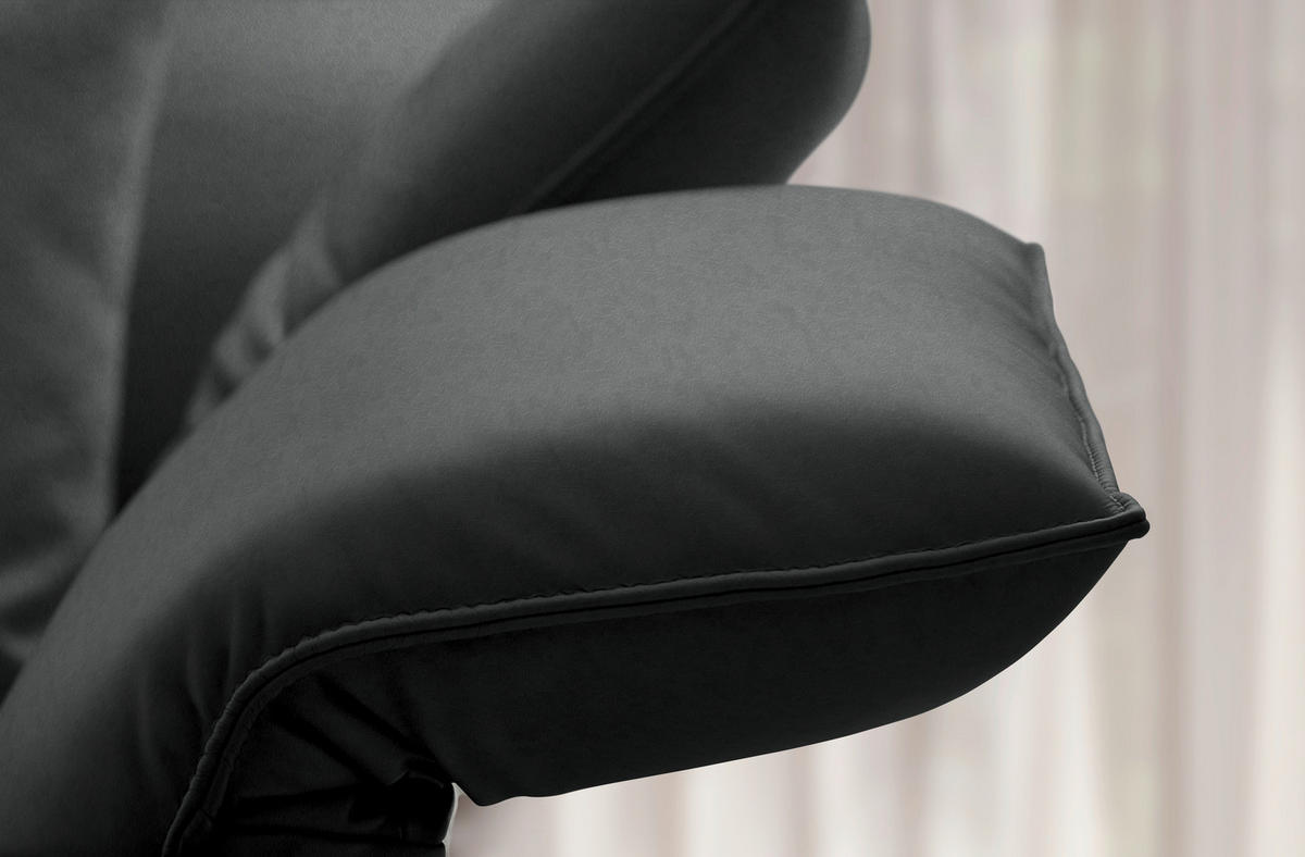 ECKSOFA Echtleder Anthrazit  - Anthrazit, Design, Leder/Metall (290/230cm) - Johann Jakob