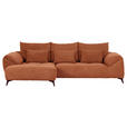 ECKSOFA in Cord Rostfarben  176/311 cm  - Rostfarben/Schwarz, KONVENTIONELL, Textil/Metall (176/311cm) - Carryhome