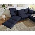 ECKSOFA  in Flachgewebe Blau Armteilverstellung, Relaxfunktion, Drehsitzfunktion  255-365/175-224 cm  - Blau/Schwarz, Design, Textil/Metall (255-365/175-224cm) - Dieter Knoll