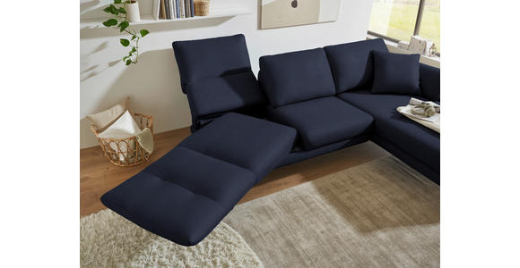 ECKSOFA  in Flachgewebe Blau Armteilverstellung, Relaxfunktion, Drehsitzfunktion  255-365/175-224 cm  - Blau/Schwarz, Design, Textil/Metall (255-365/175-224cm) - Dieter Knoll