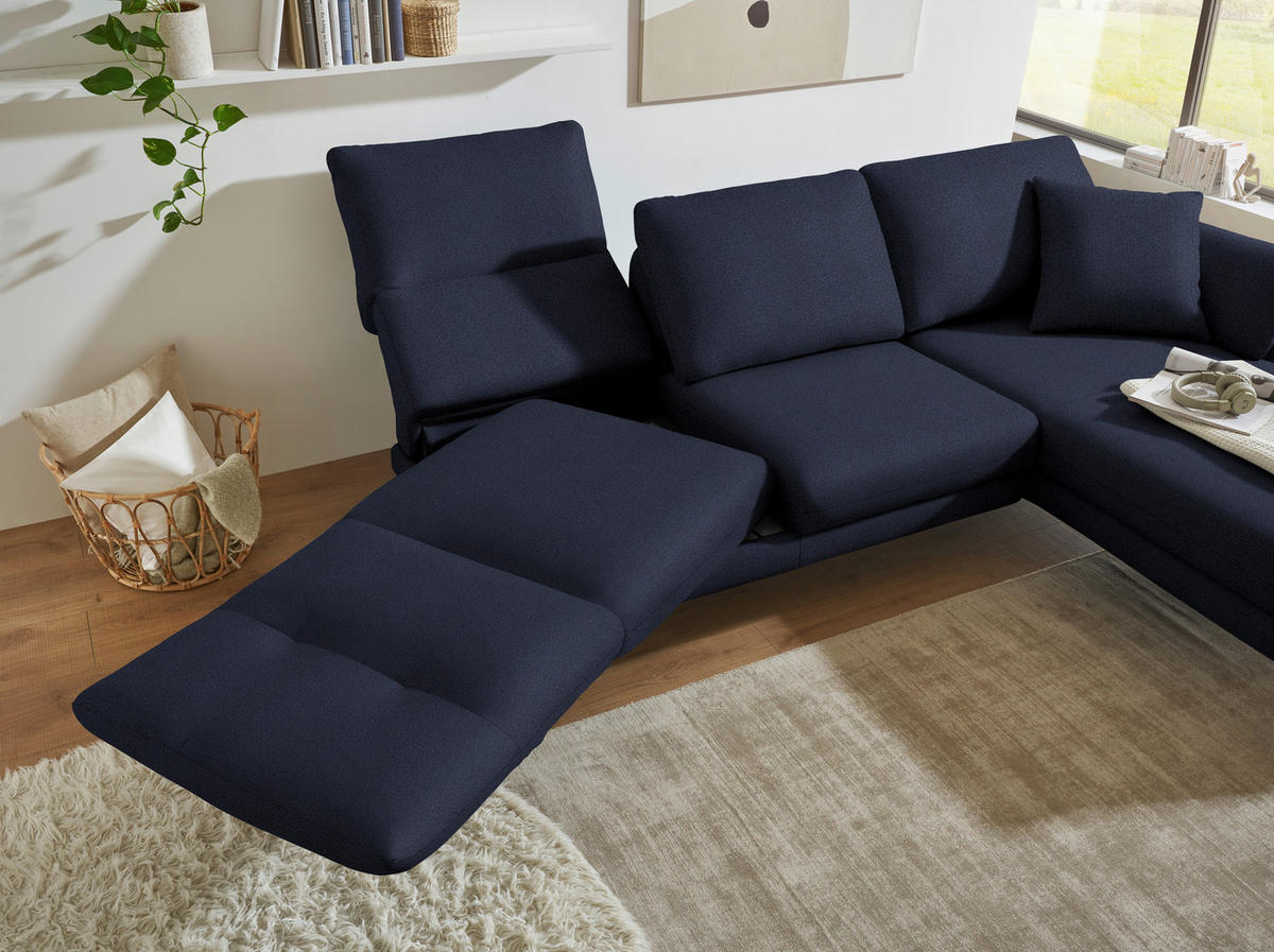 ECKSOFA  in Flachgewebe Blau  255-365/175-224 cm  - Blau/Schwarz, Design, Textil/Metall (255-365/175-224cm) - Dieter Knoll
