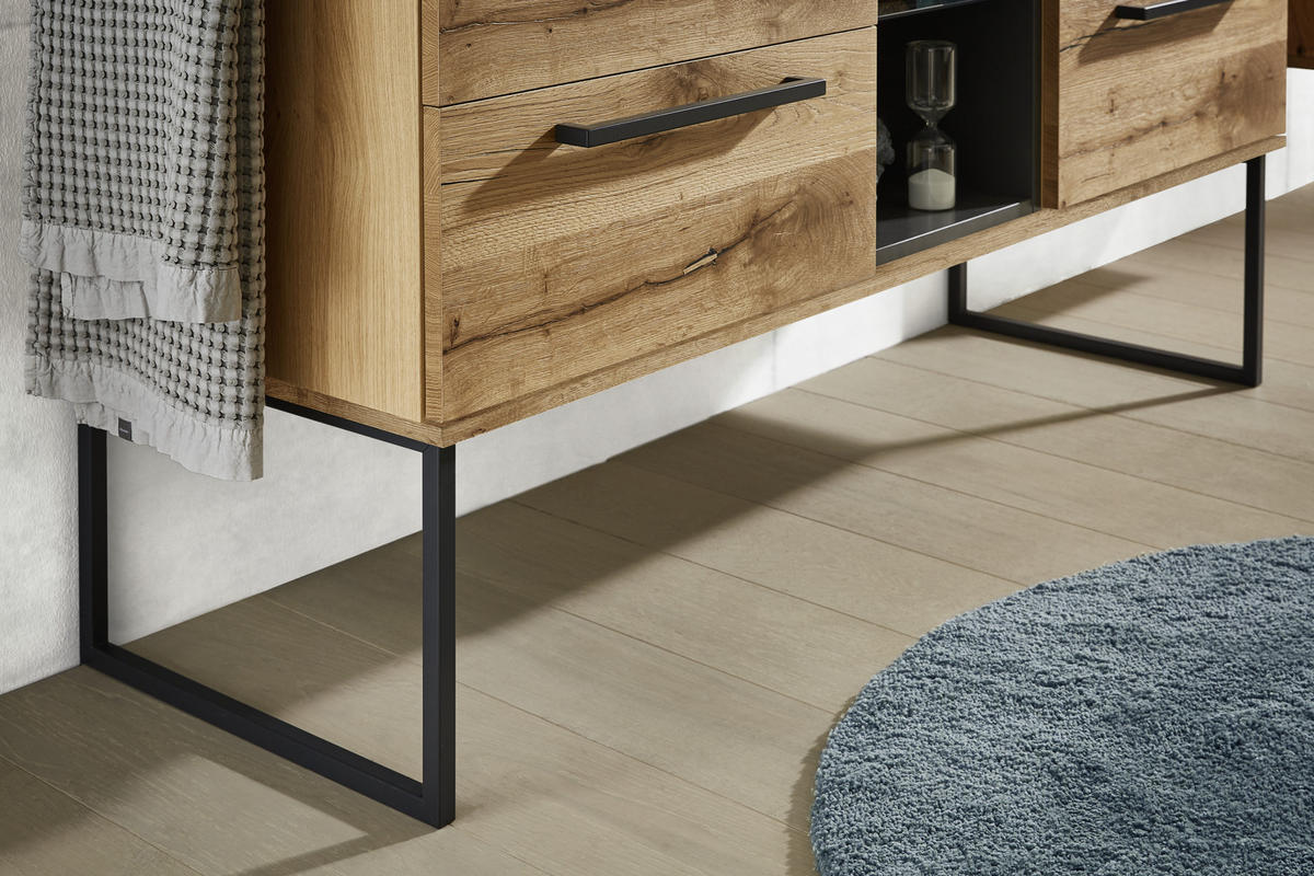 BADEZIMMER  in 155 cm  - Eichefarben/Anthrazit, Basics, Glas/Holz (155cm) - Dieter Knoll