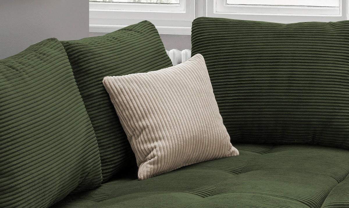 KUTNA GARNITURA tekstil  tamno zelena   - tamno zelena/bež, Design, tekstil/drvo (202/298cm) - MID.YOU