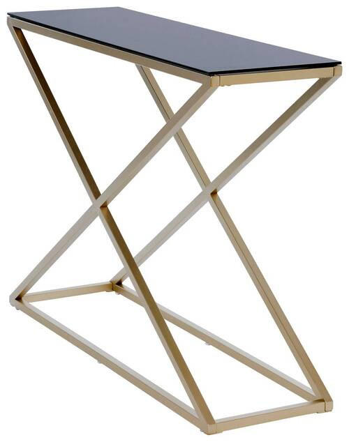 KONSOLENTISCH in Metall, Glas 100/30/74 cm    - Goldfarben/Schwarz, MODERN, Glas/Metall (100/30/74cm) - Livetastic