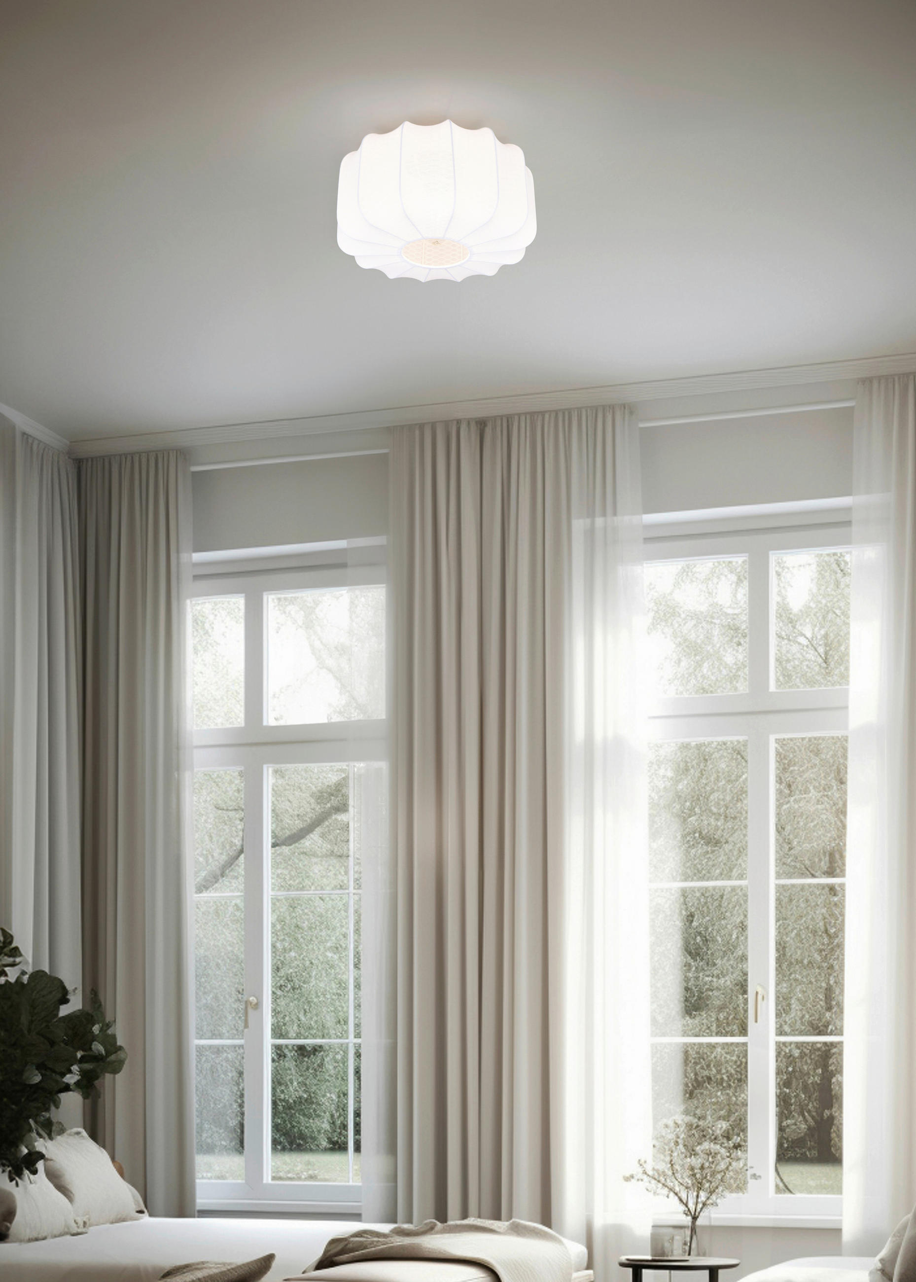 DECKENLEUCHTE 40/22,5 cm - Schwarz/Weiß, LIFESTYLE, Textil/Metall (40/22,5cm)
