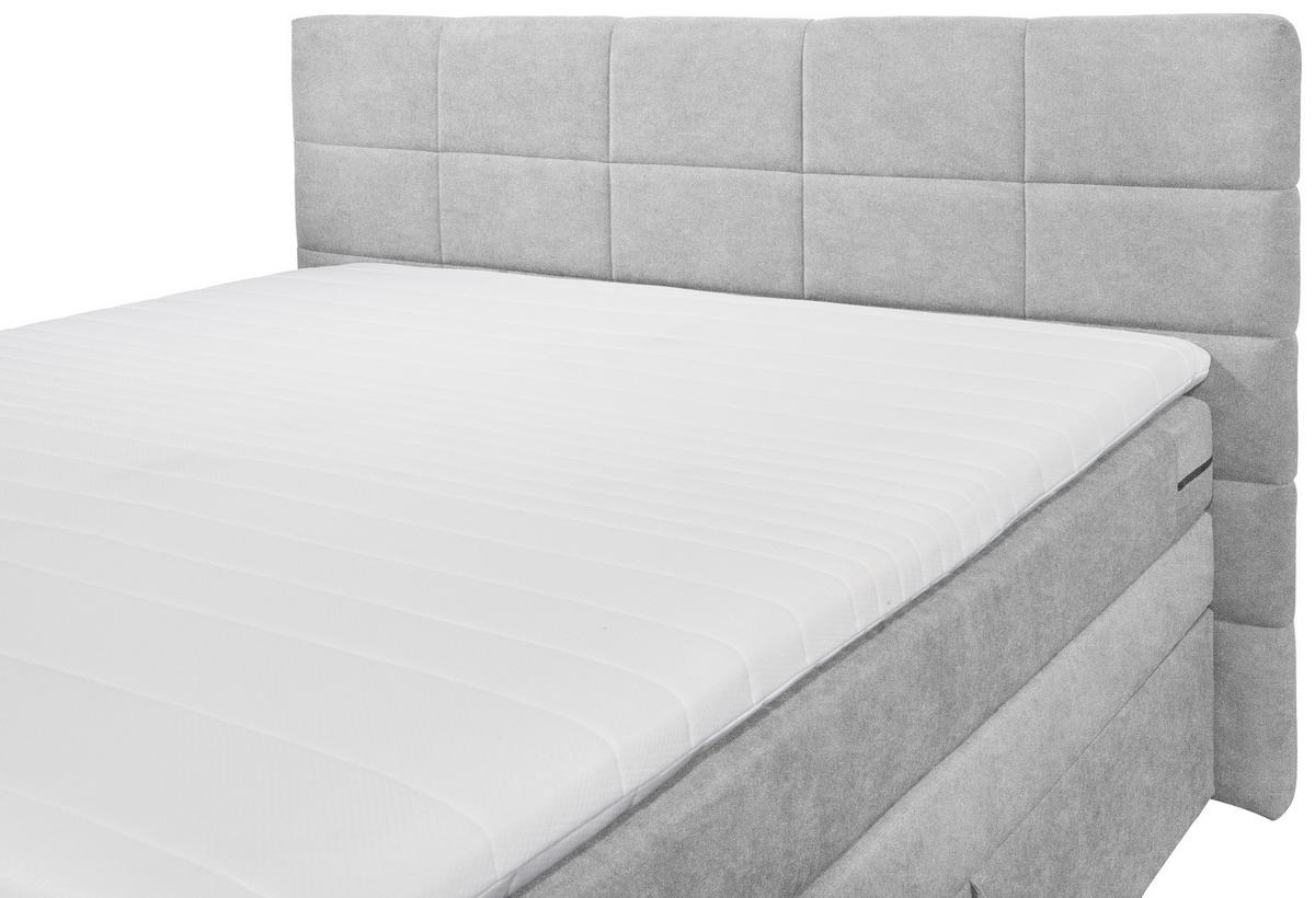 BOXSPRINGBETT 180/200 cm,  in Silberfarben, Matratze, Bettkasten, Topper, H2 = mittel  - Silberfarben, KONVENTIONELL, Kunststoff/Textil (180/200cm) - MID.YOU