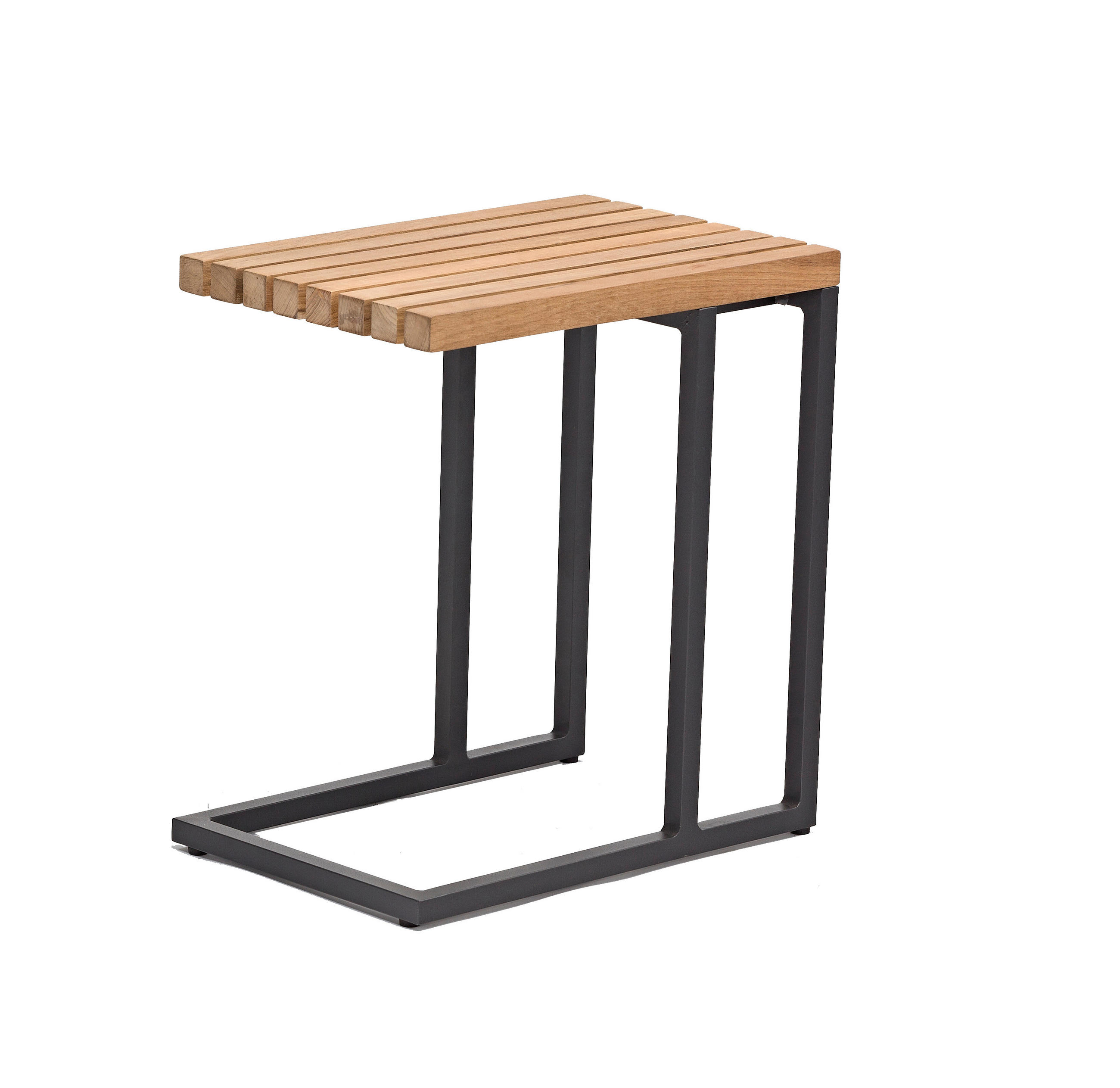 GARTENBEISTELLTISCH 45/31/49 cm Holz, Metall  - Graphitfarben/Teakfarben, Design, Holz/Metall (45/31/49cm) - Zebra 