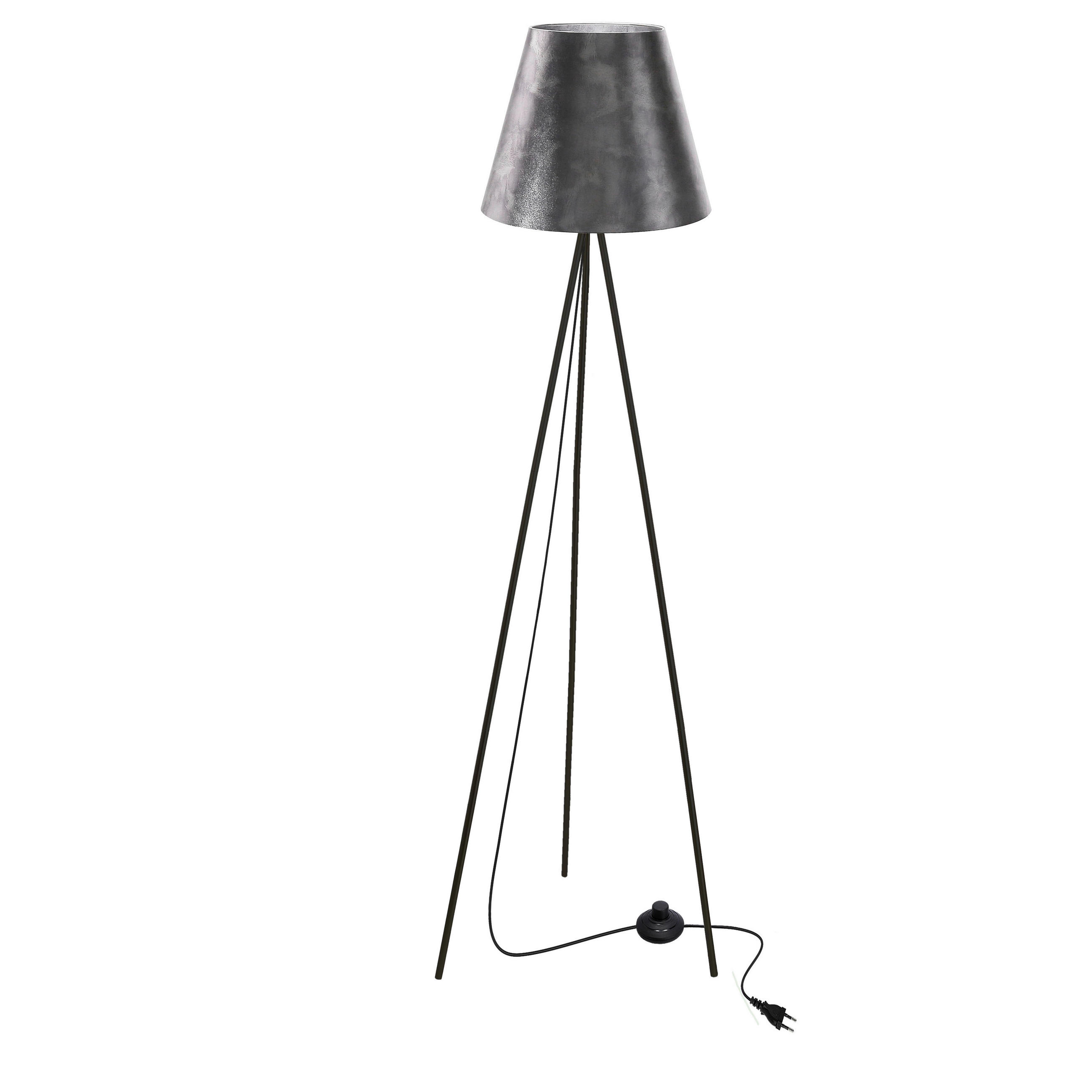 STEHLEUCHTE Platino 48/48/150 cm  - Silberfarben/Schwarz, KONVENTIONELL, Kunststoff/Metall (48/48/150cm)