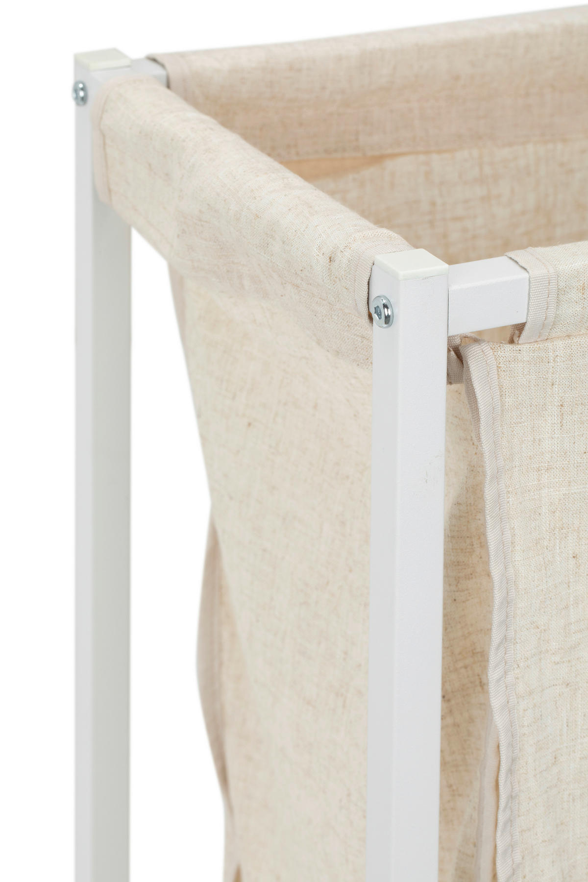 WÄSCHEKORB - Beige/Weiß, MODERN, Textil/Metall (55/78/29cm) - PBJ