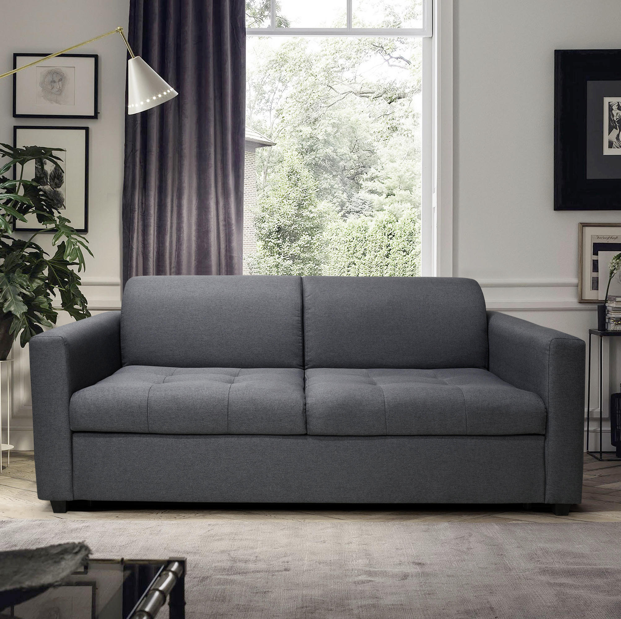 DVOSJED drvo, metal, tekstil tamno siva - tamno siva/crna, Moderno, drvo/metal (183/97/78cm) - Hom`in