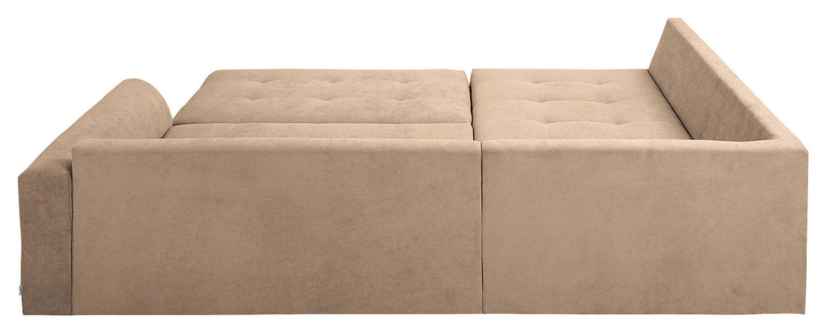 ECKSOFA inkl. Hocker Ariella Creme Mikrofaser  - Creme/Naturfarben, Design, Holz/Textil (161/231cm) - Livetastic