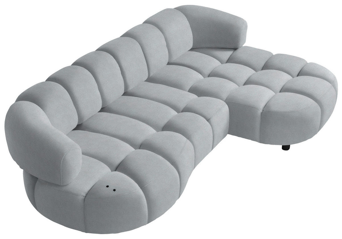 ECKSOFA in Webstoff Hellgrau  284/183 cm  - Hellgrau/Schwarz, Design, Holz/Textil (284/183cm) - Welnova